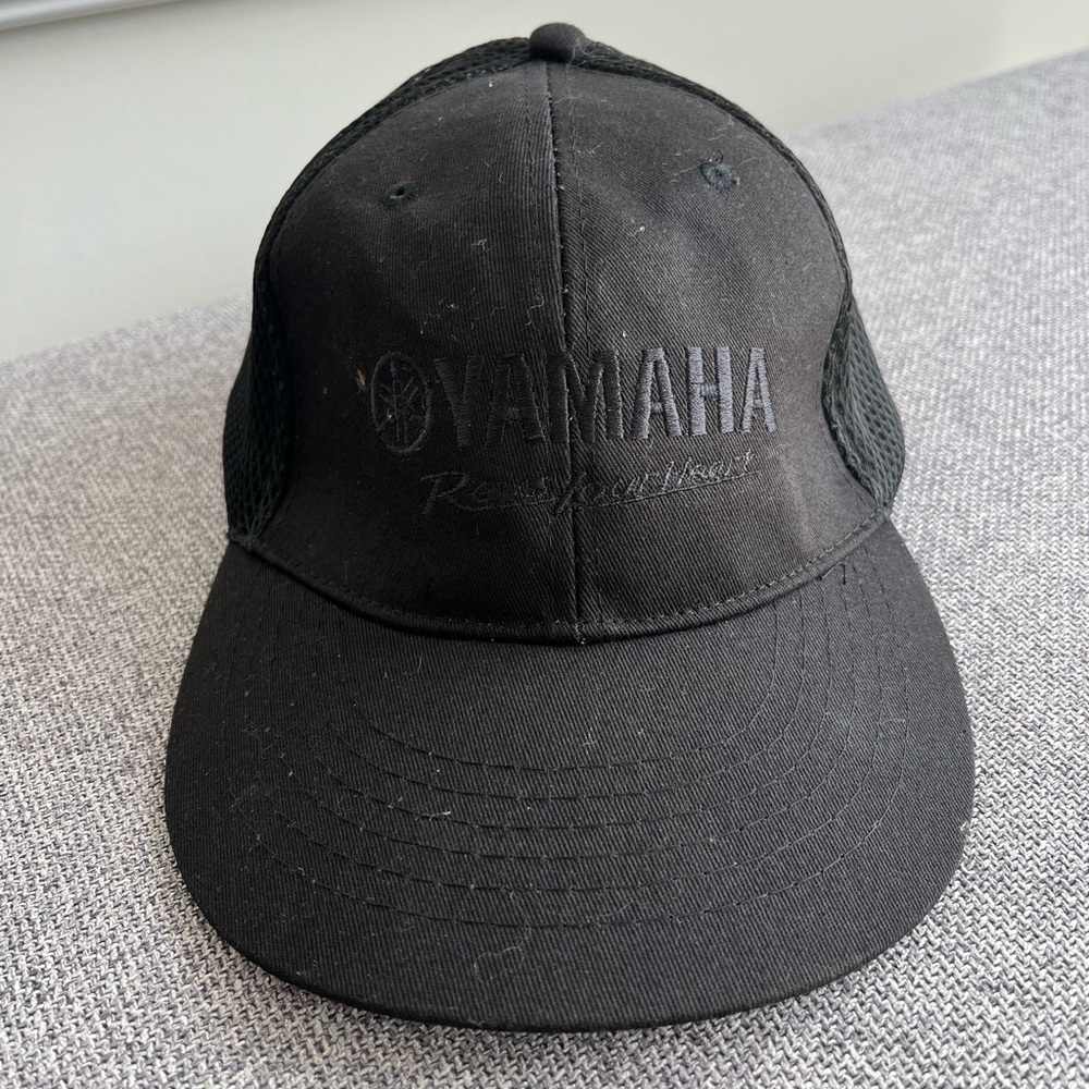 YAMAHA Black “Revs Your Heart” Embroidered Adjustable Baseball Cap
